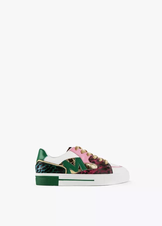 Bamba piel multi patch verdes