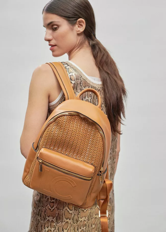 Backpack in contrasting materials