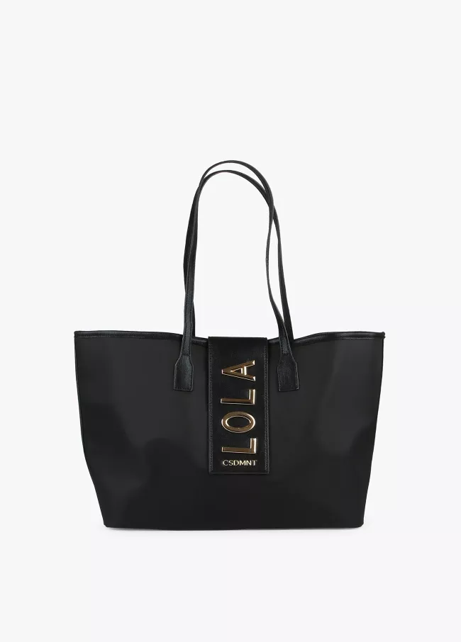 Bolso shopper efecto metalizado con logo