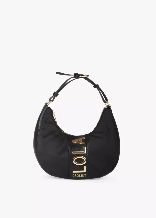 Bolso metalizado logo dorado