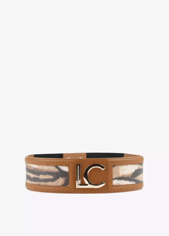 Ceinture élastique couleur camel et impr