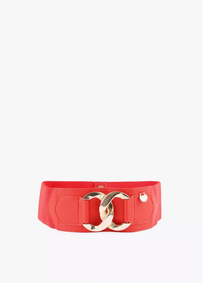 Elastic belt with links