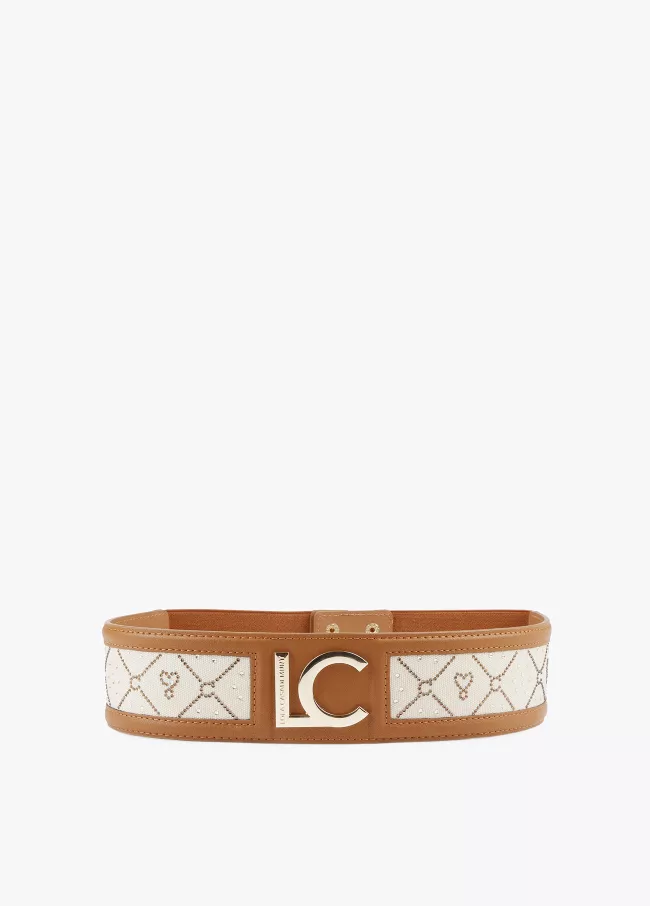 Cinturón elástico con monograma de piedras strass
