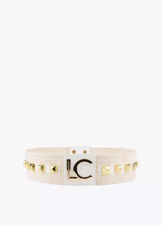 Ceinture élastique en raphia avec clous