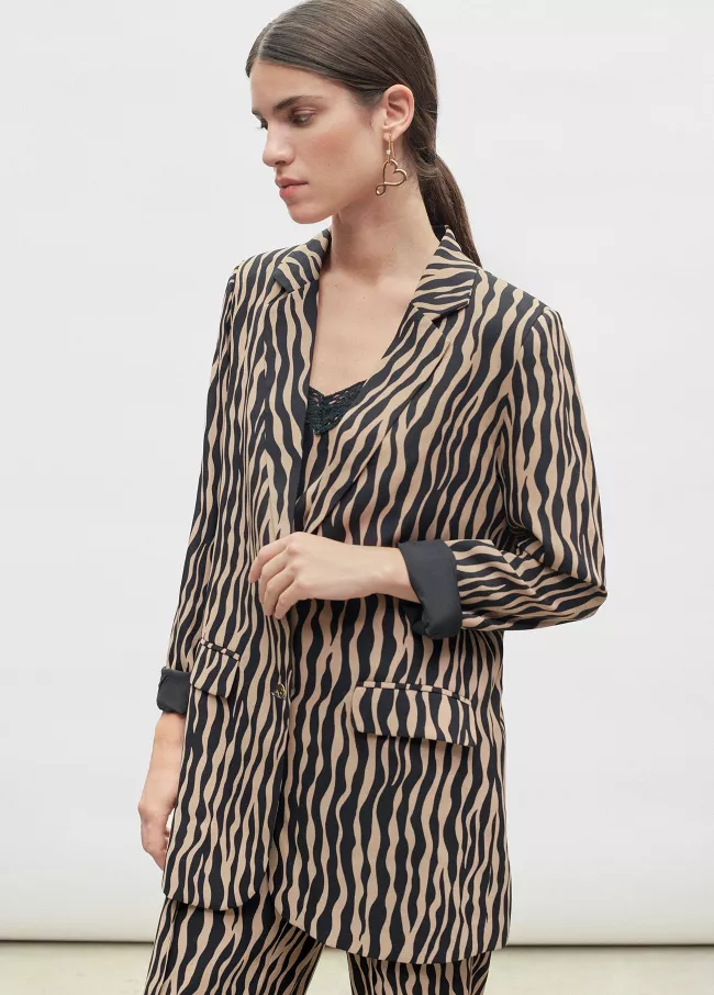 Veste tailleur fluide à motif imprimé an