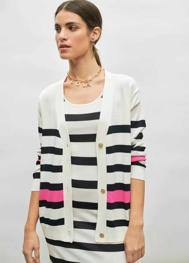 Chaqueta de punto rayas bicolor