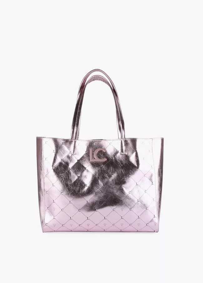 Bolsa tote bag rosa metalizada