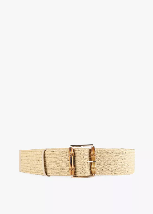 Ceinture en raphia avec boucle en bambou