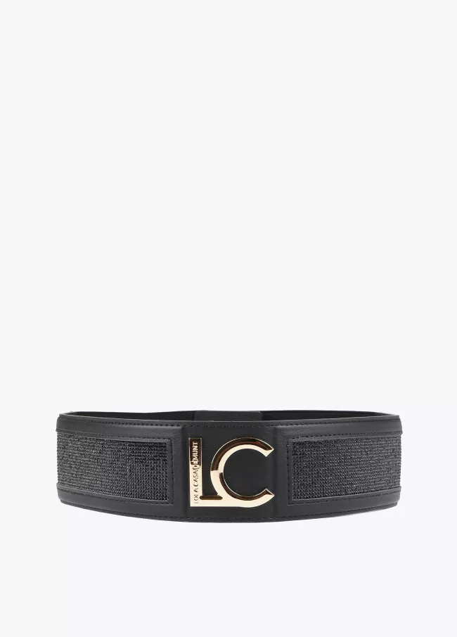 Elastic belt with rhinestones