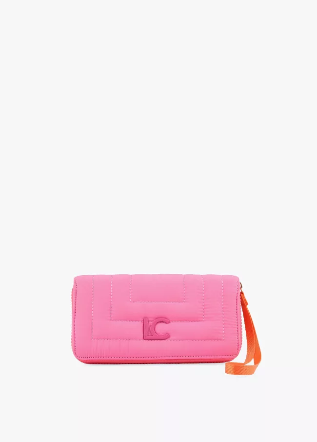 Gesteppte Brieftasche mit Riemen