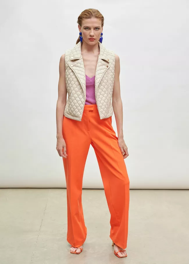 Faux leather quilted waistcoat