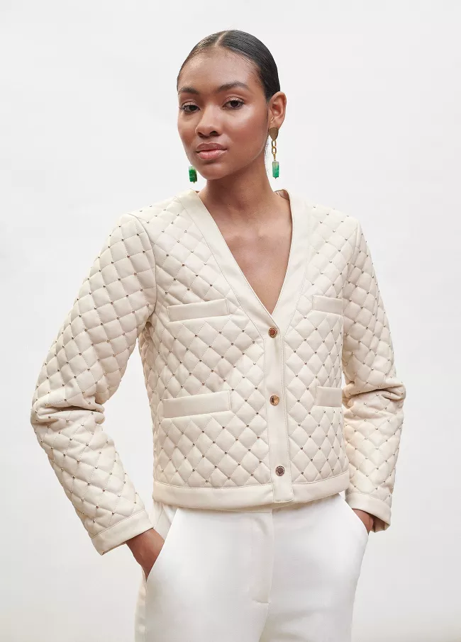 Faux leather quilted jacket