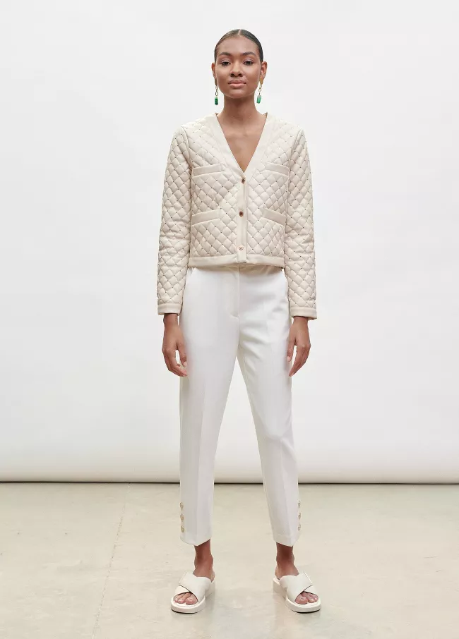 Faux leather quilted jacket