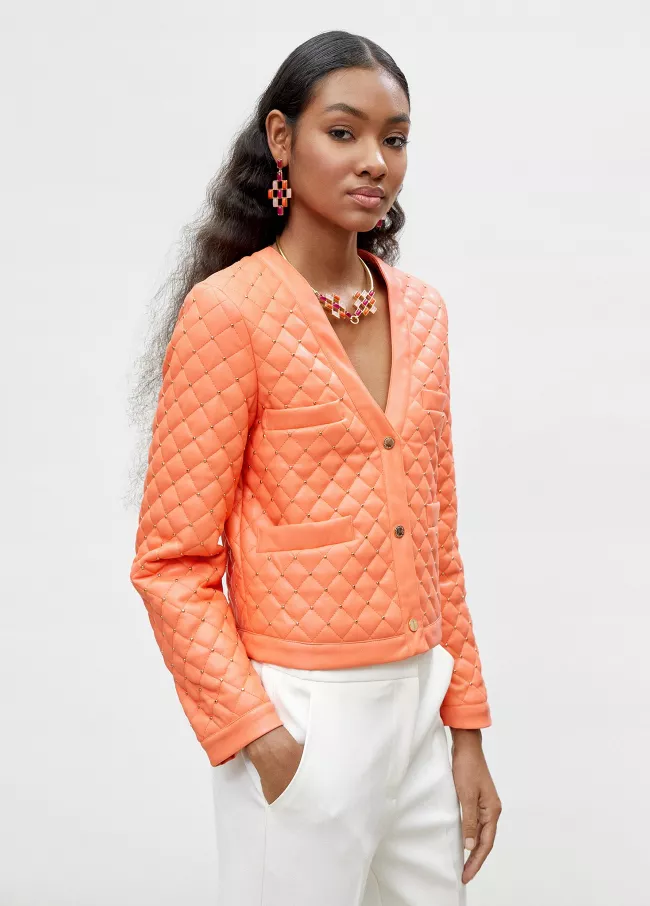Chaqueta acolchada efecto piel