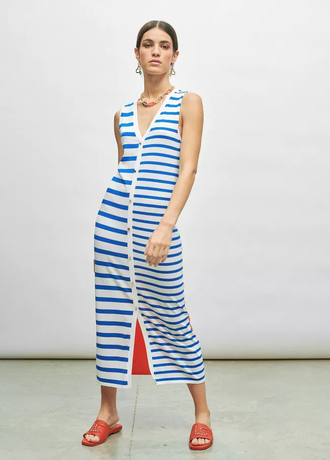 Robe longue à rayures bicolores