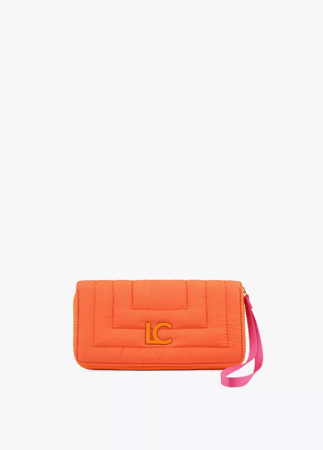 Gesteppte Brieftasche mit Riemen