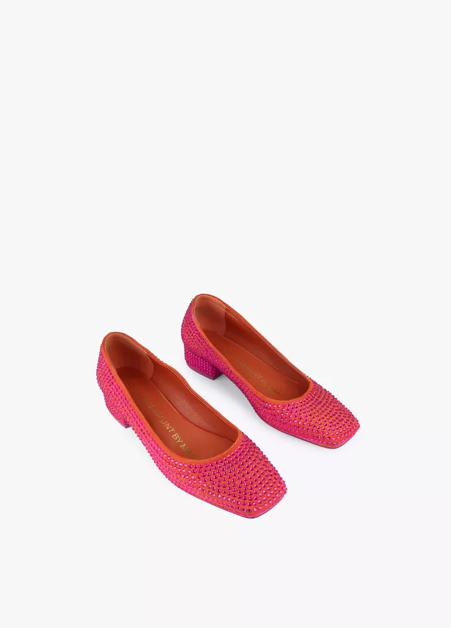 Ballerines avec talon en strass