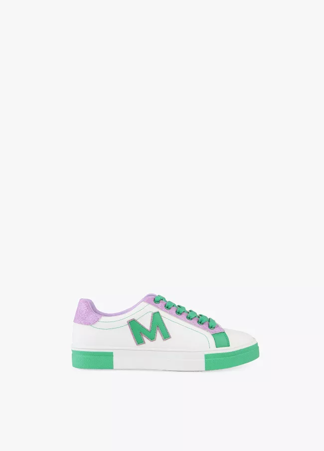 Zweifarbige Sneaker aus Leder