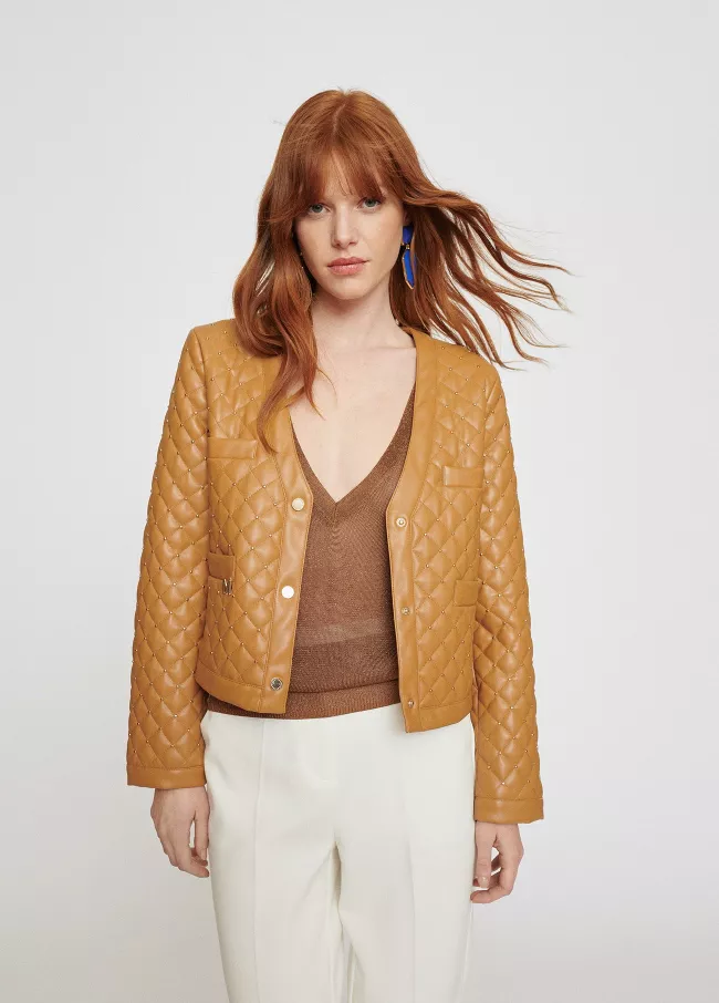 Chaqueta acolchada efecto piel