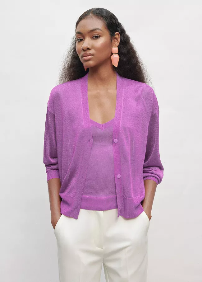 Lurex knit cardigan
