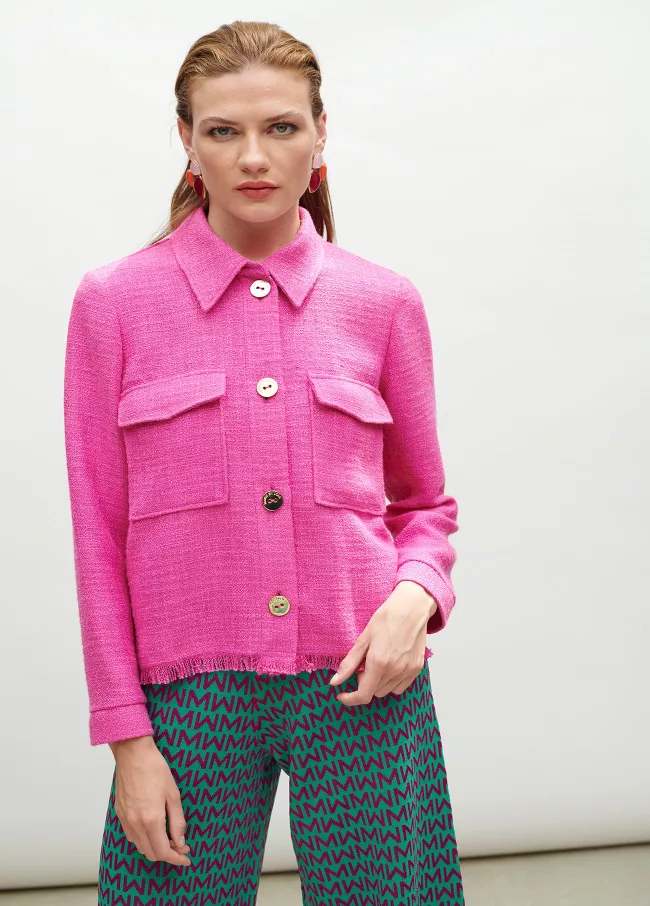 Fuchsia tweed overshirt