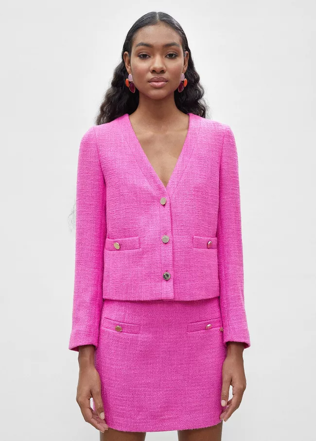 Veste tweed fuchsia
