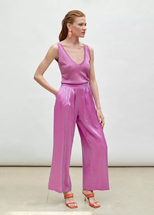 Pantalon palazzo effet irisé