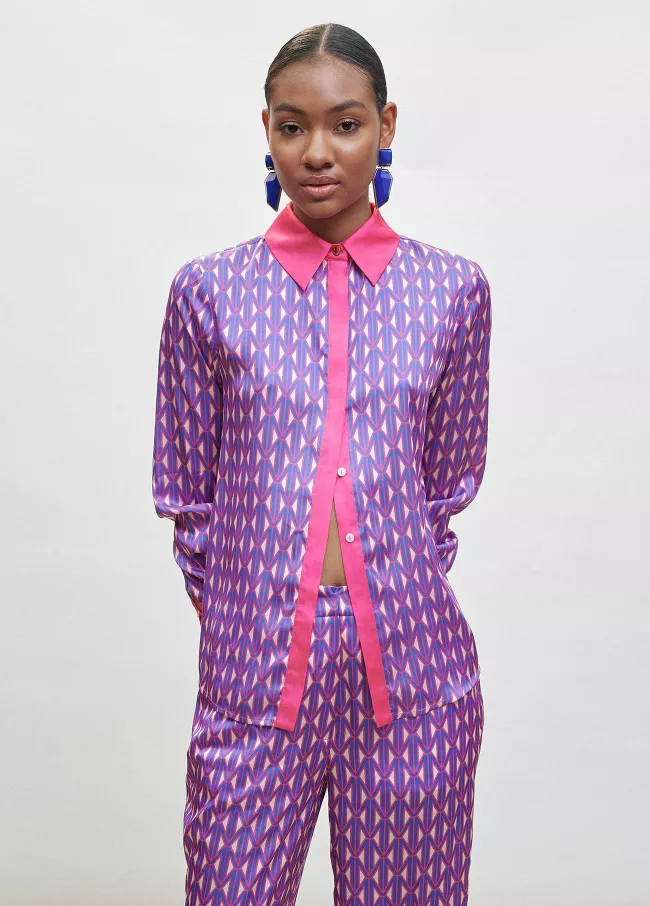 Camisa print bicolor