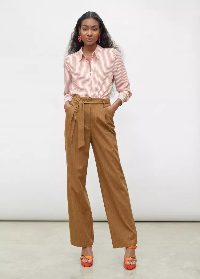 Camel linen trousers