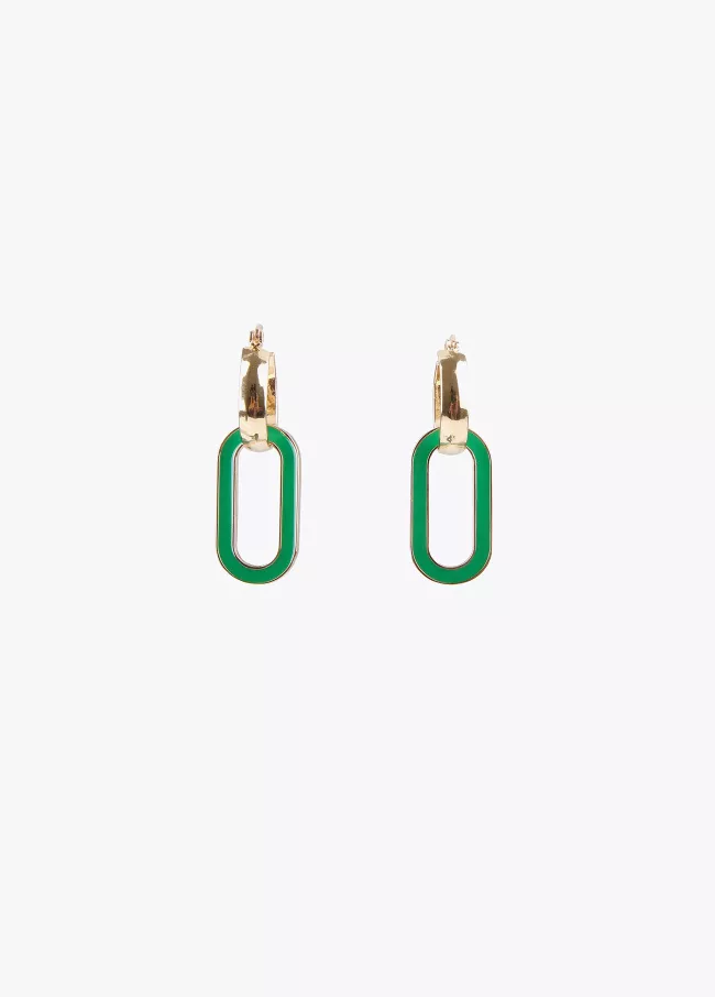 Earrings with lacquered chain link