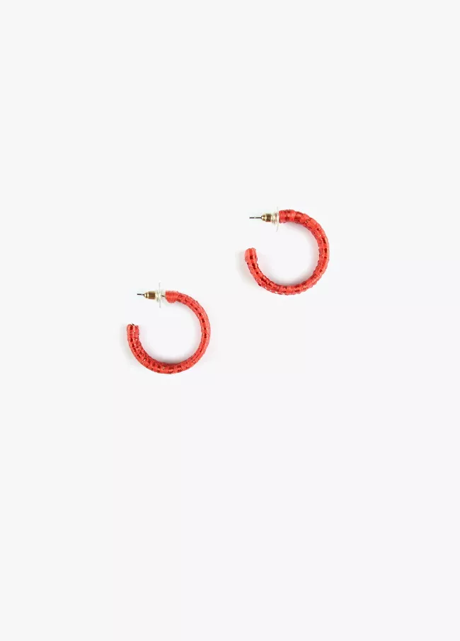 Raffia front hoop earrings