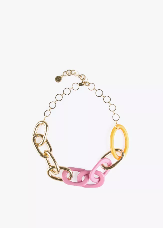 Collier court à maillons multicolores