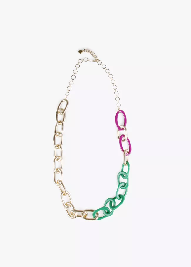 Long multicoloured link necklace