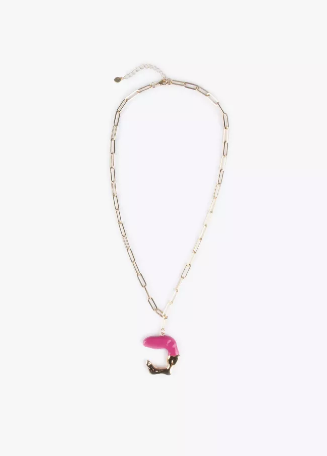 Long necklace with lacquered pendant