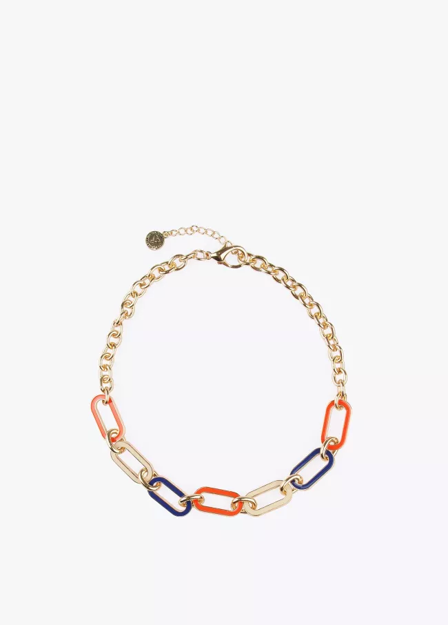 Short coloured link necklace