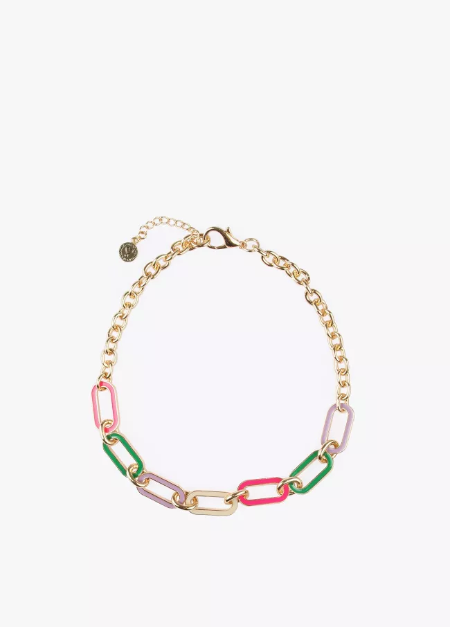 Collier court à maillons colorés