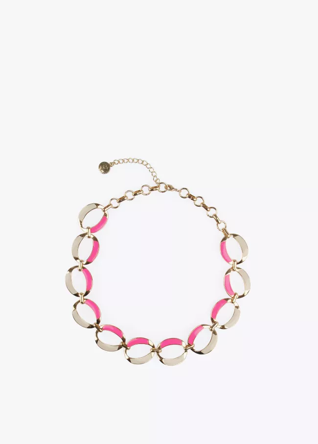 Two-tone chain and link necklace