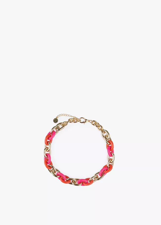 Collier à maillons dorés et colorés