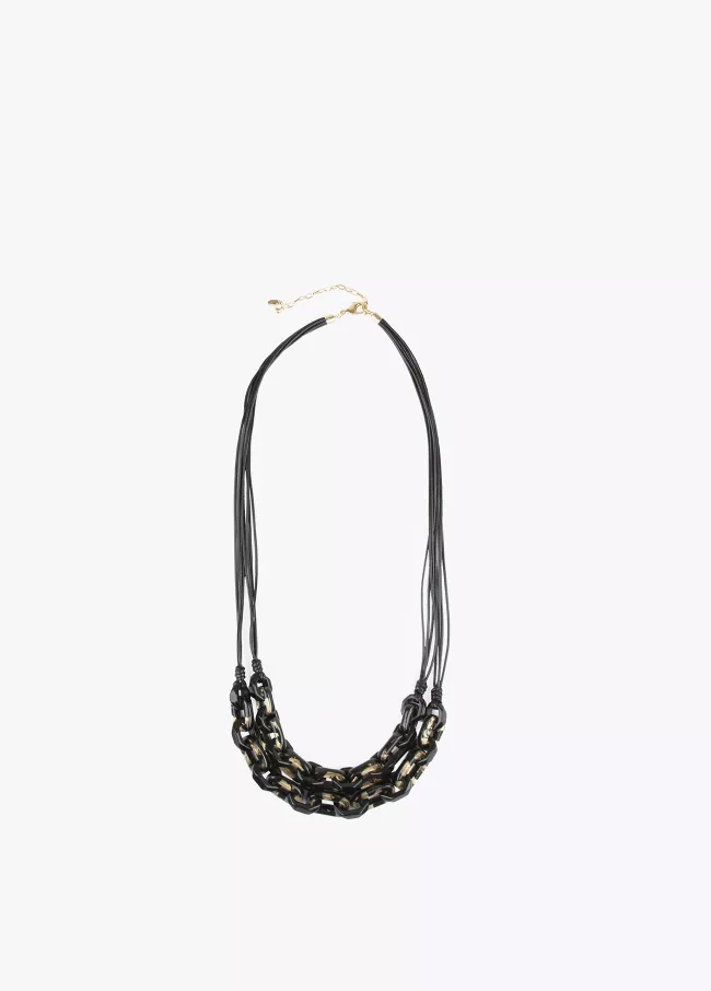 Animal print and black double link neckl