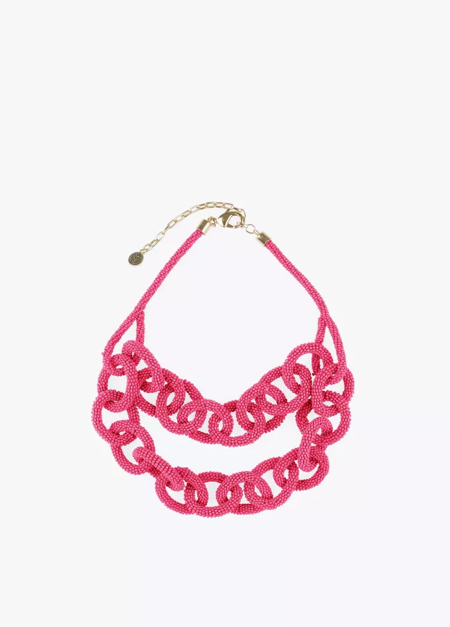 Collier double avec cerceaux en perles