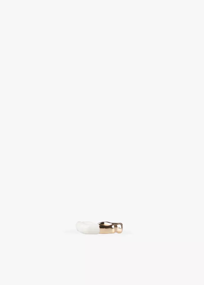 Anel irregular dourado e lacado
