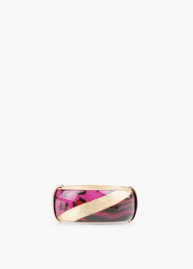 Bracelete ampla animal print em cor