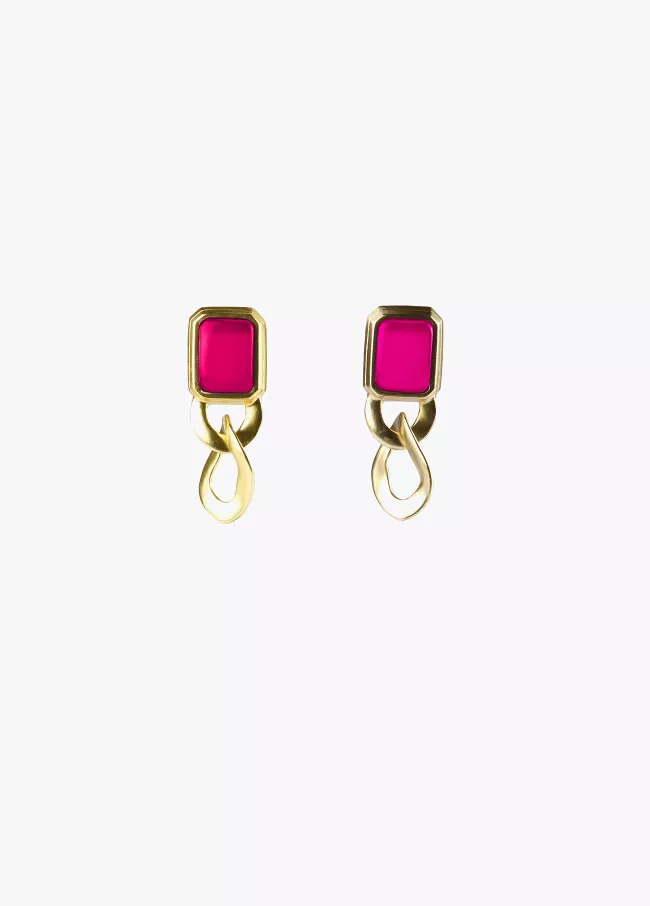 Boucles d’oreilles en plaqué or, pierre