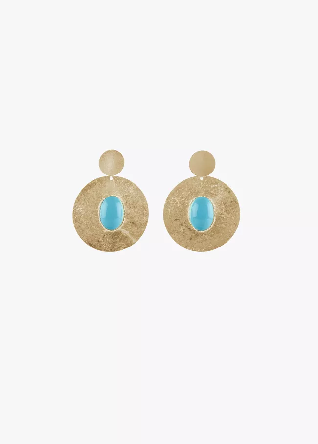 Gold plated earrings with natural stone