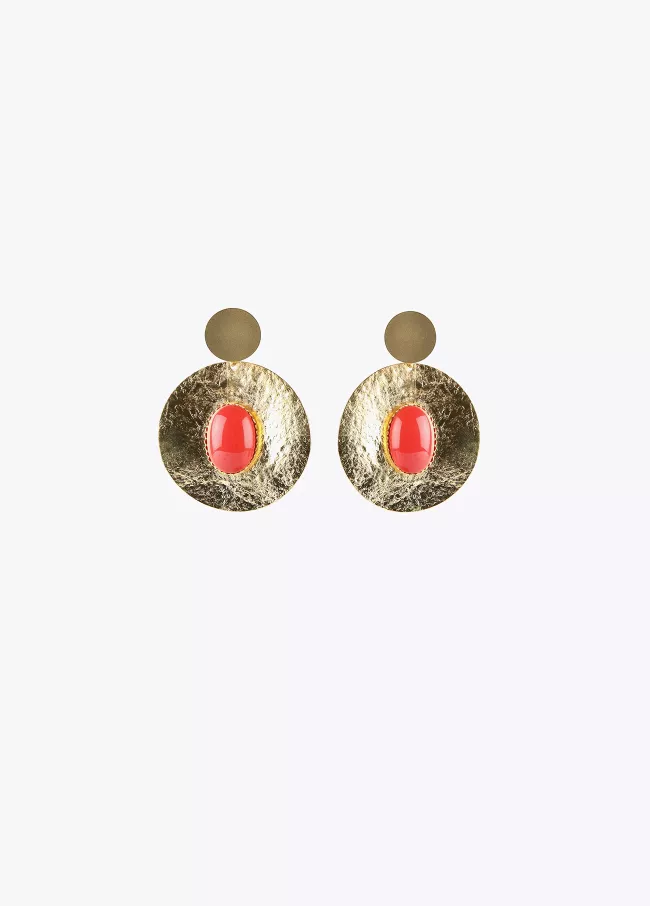 Boucles d’oreilles en plaqué or et pierr