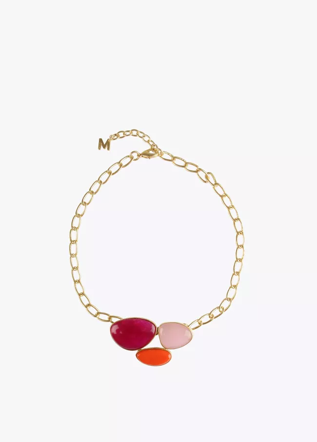 Collar baño oro piedras multicolor