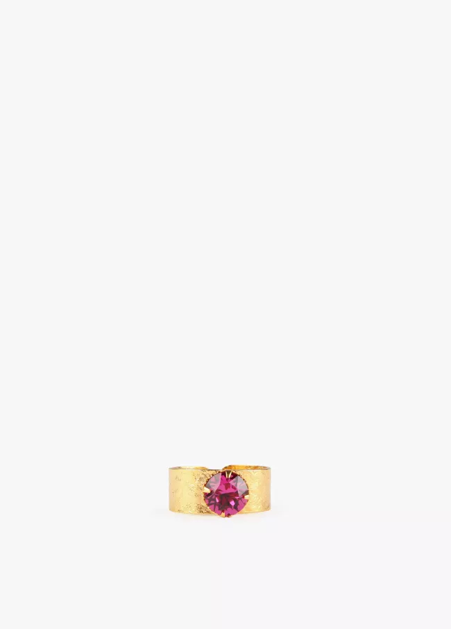 Vergoldeter Ring mit Naturstein