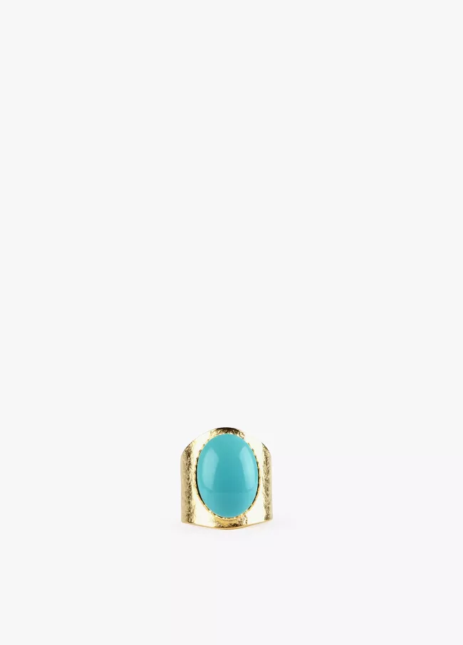 Bague en plaqué or et pierre naturelle