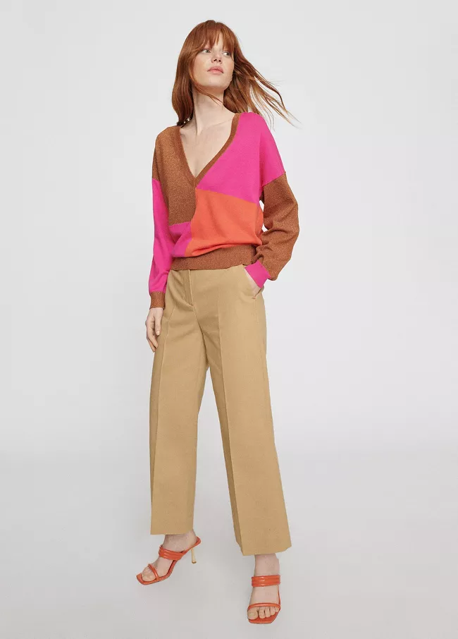 Pantalon droit à fils contrastants