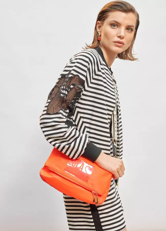 Neon orange crossbody bag
